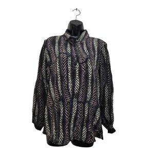 Animale Blouse Size 40 100% Silk Snakeskin Print Open Back Button Down